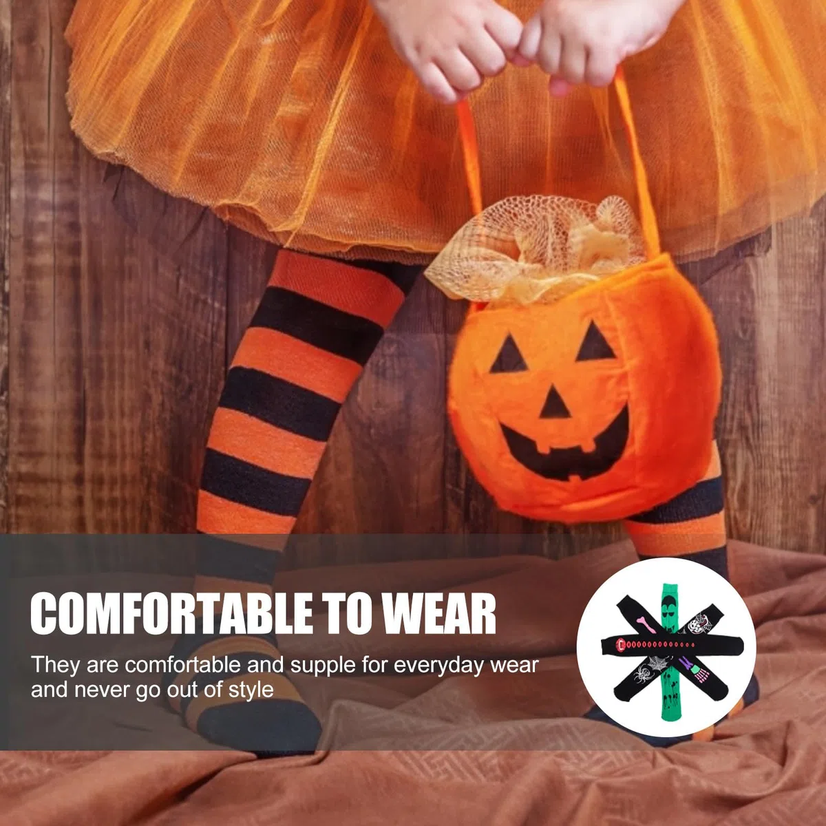 SEWACC 12 Paires Chaussettes Hautes Halloween à Motifs Horreur pour Filles, Bas Respirants en Fibres Acryliques, Élasticité et Confortables pour Cosplay et Fêtes