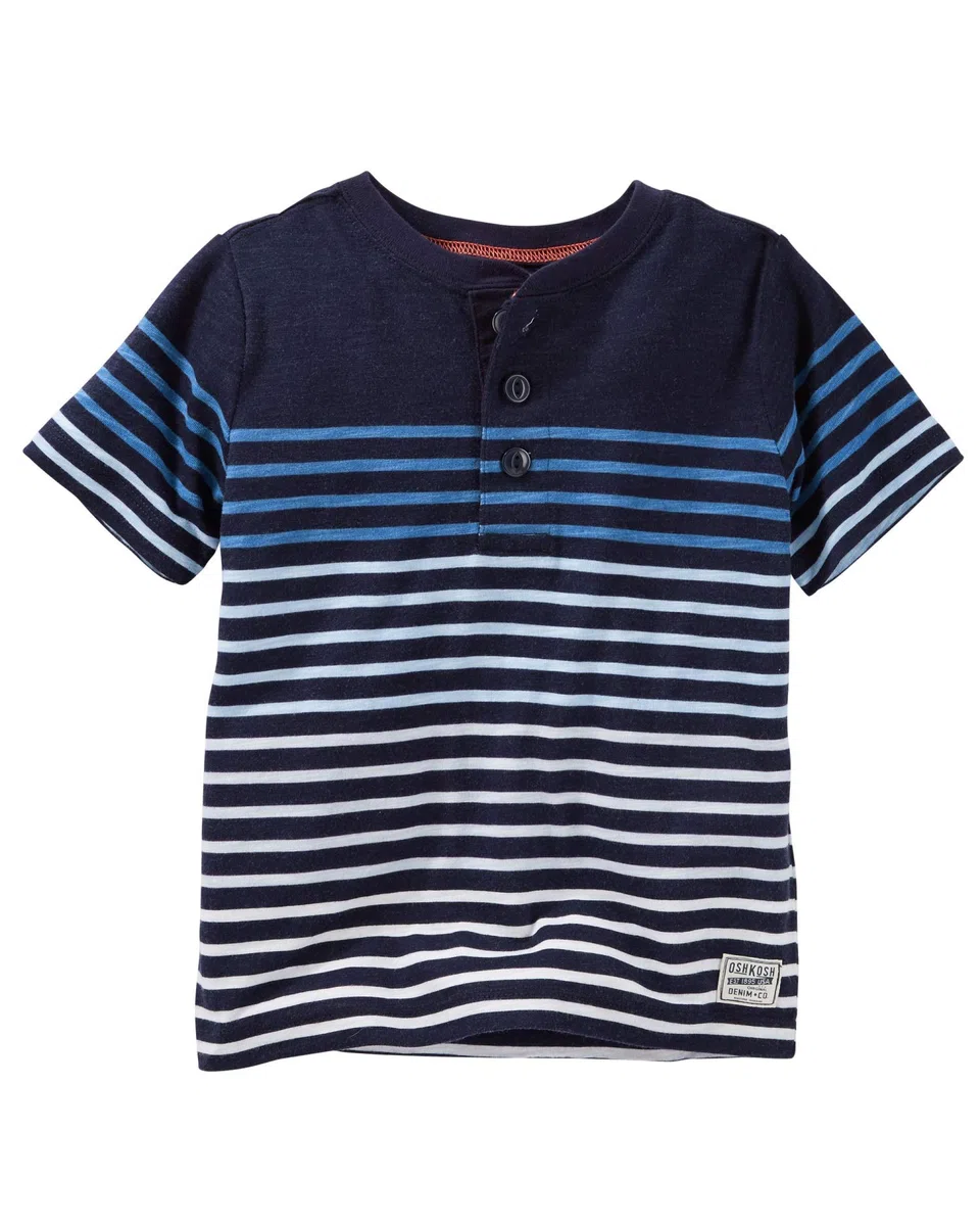 Carter's Baby Boys' Short Sleeve Jersey Polo (Blue Multi Stripes, 3 Months)
