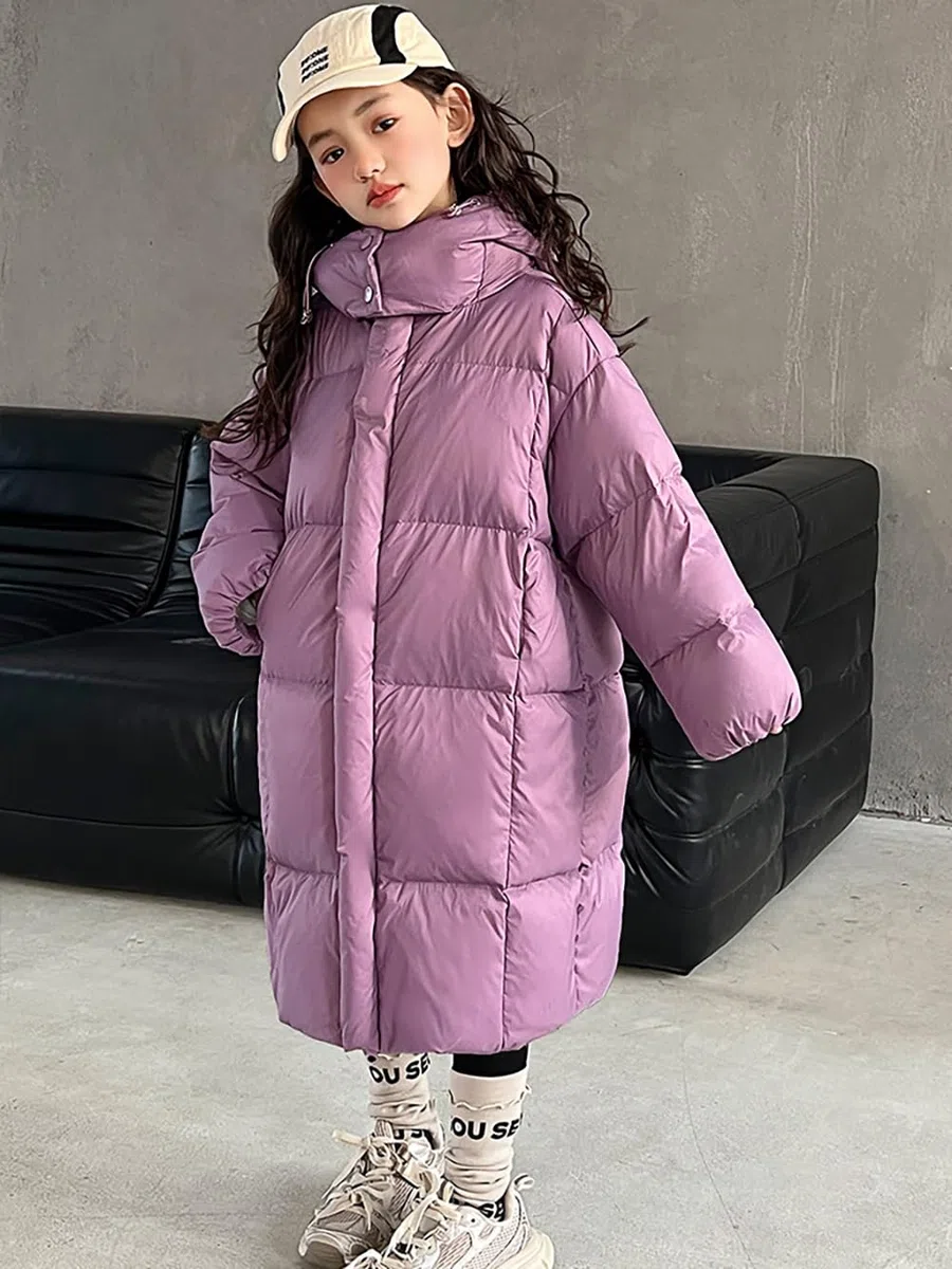 Veste d'hiver pour enfant fille parka d'hiver garçon avec capuche en fourrure Manteau d'hiver chaud Parka Manteau en duvet long pour enfant Veste matelassée pour enfant fille