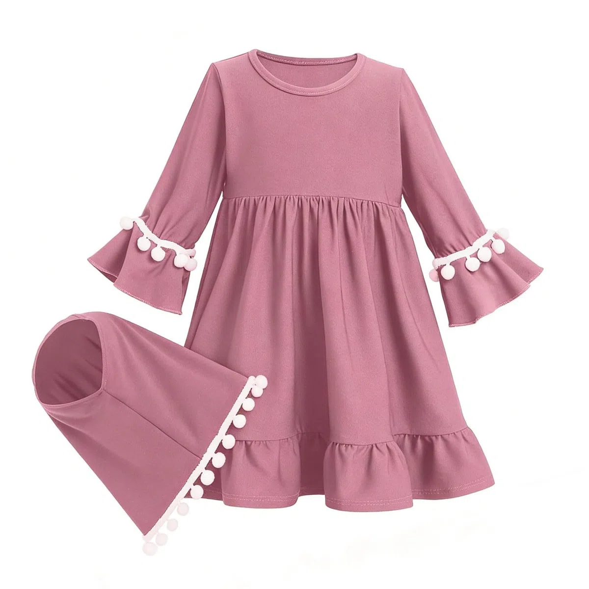 Tenue Fille, Robe Abaya Et Hijab Élégants Pour La Prière Musulmane, De Culte Pour Les Filles, Idéal Pour Les Sorties