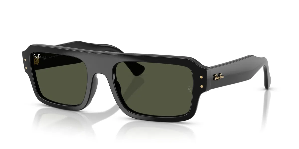 RAY-BAN Lunettes de soleil rectangulaires unisexes à verres verts avec protection UV – 0RB445466773153
