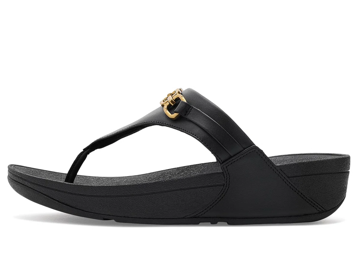 Fitflop Lulu Square-chain Leather Toe-post Sandals SandaleFemme | Tongs confortables d'été décontractées avec semelle extérieure en caoutchouc antidérapant