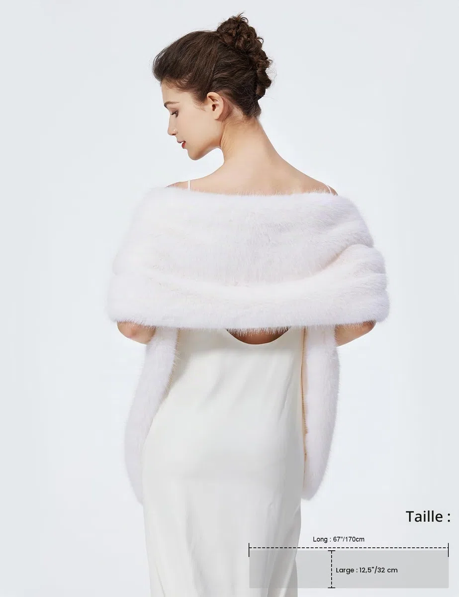 BEAUTELICATE Châle Étole en Fausse Fourrure Cape De Femme Mariage Hiver Boléro Fourrure pour Soirée Mariée Demoiselle d'honneur Cérémonie Fête Noël