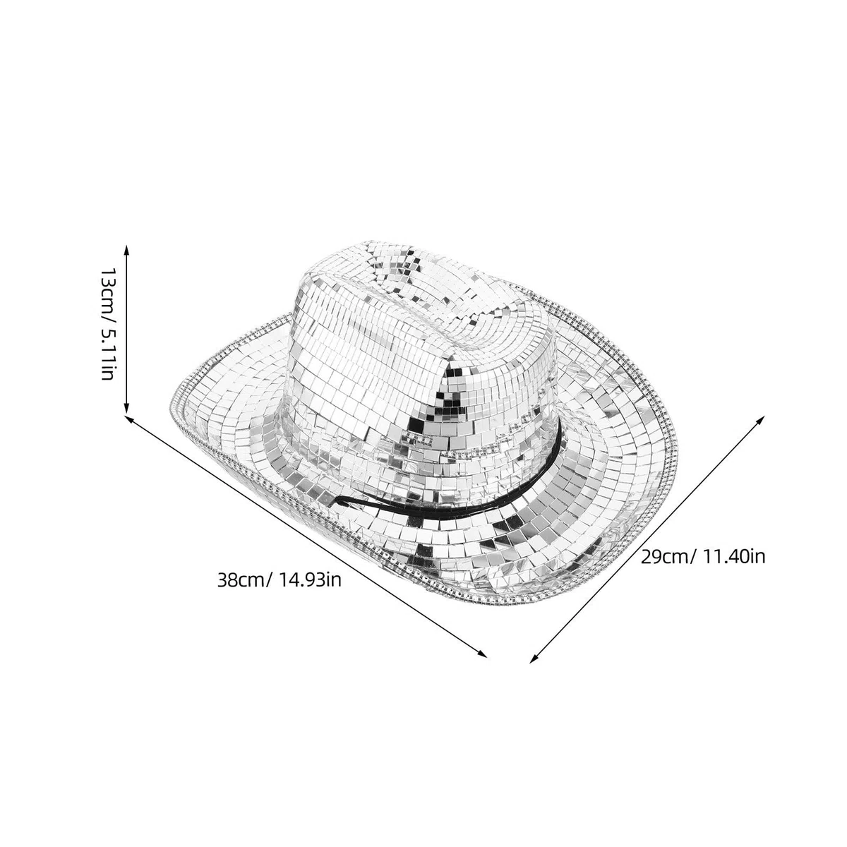 GLEAVI Chapeau de Cowboy Scintillant à Paillettes Argentées, Taille Unique, Accessoire Western pour Cosplay et Festivals de Musique Unisexe