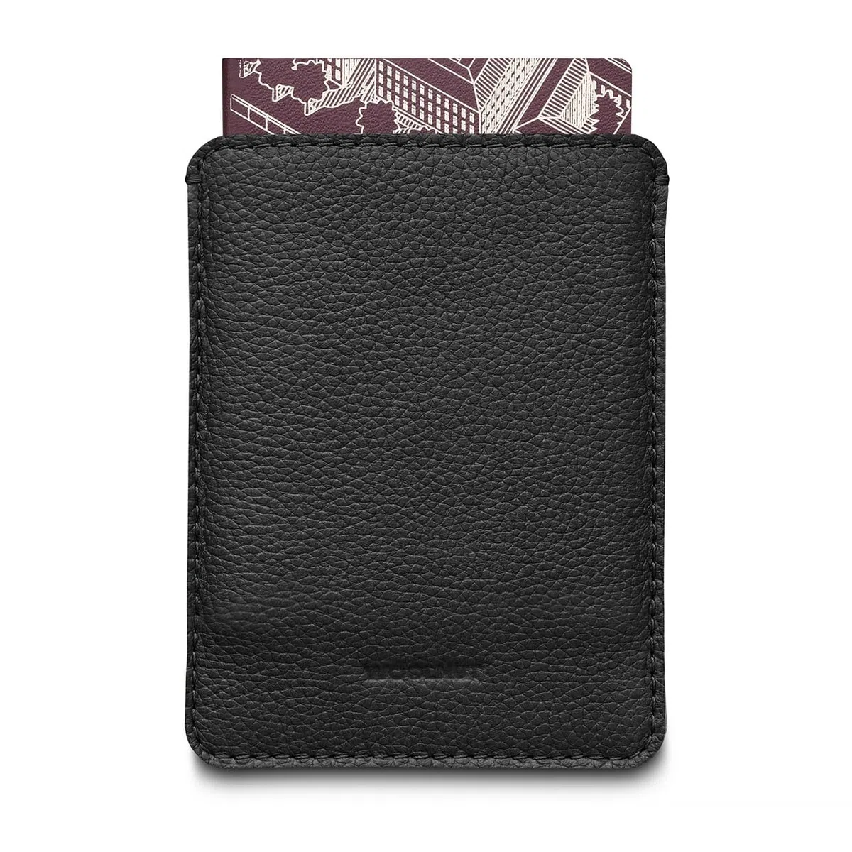 Woolnut Housse en Cuir Pleine Fleur pour Passeport - Noir