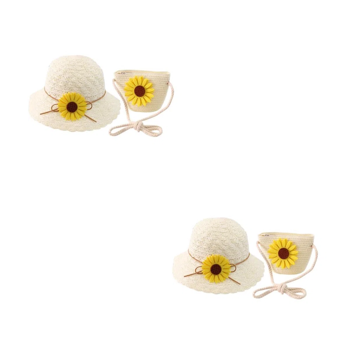 Healeved Chapeau de Soleil pour Enfants Les garçons Raphia Bord Filles fourre-Tout de Plage Chapeau de Plage en Paille pour Fille Sunhats Beach Cat Blanche