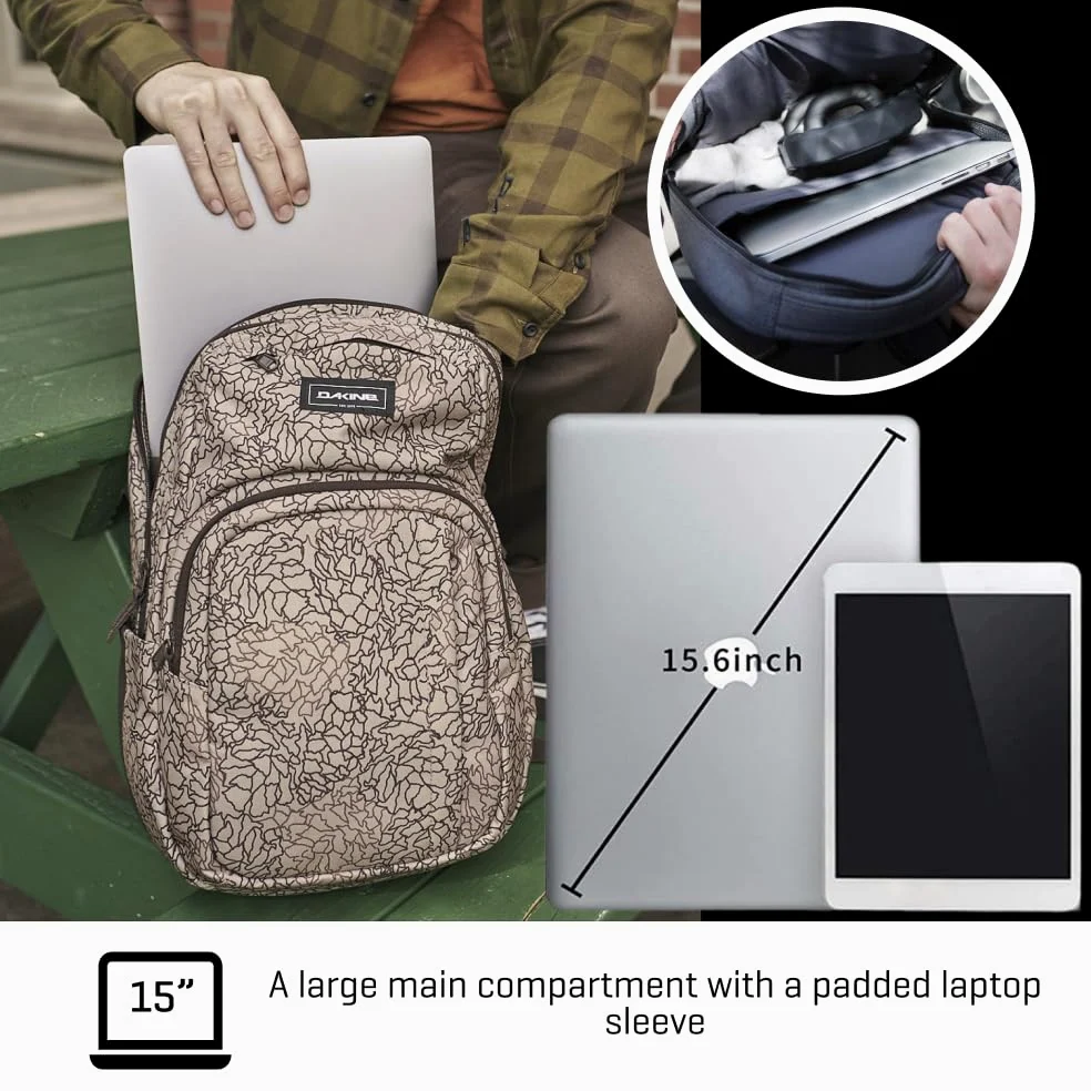 Dakine Grand sac à dos Campus L, 33 litres, sac robuste avec compartiment pour ordinateur portable et dos matelassé en mousse - Sac à dos pour l’école, le bureau, l’université ou pour tous les jours