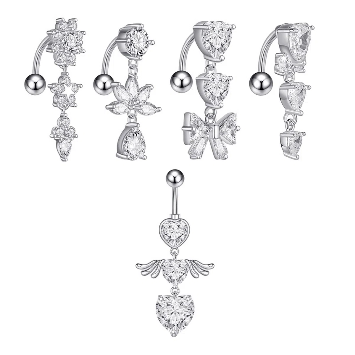 Percing au Nombril Inversé, Piercing au Nombril Bijoux de Piercing Acier Inoxydable 14G Inversé Cadeau Sœur