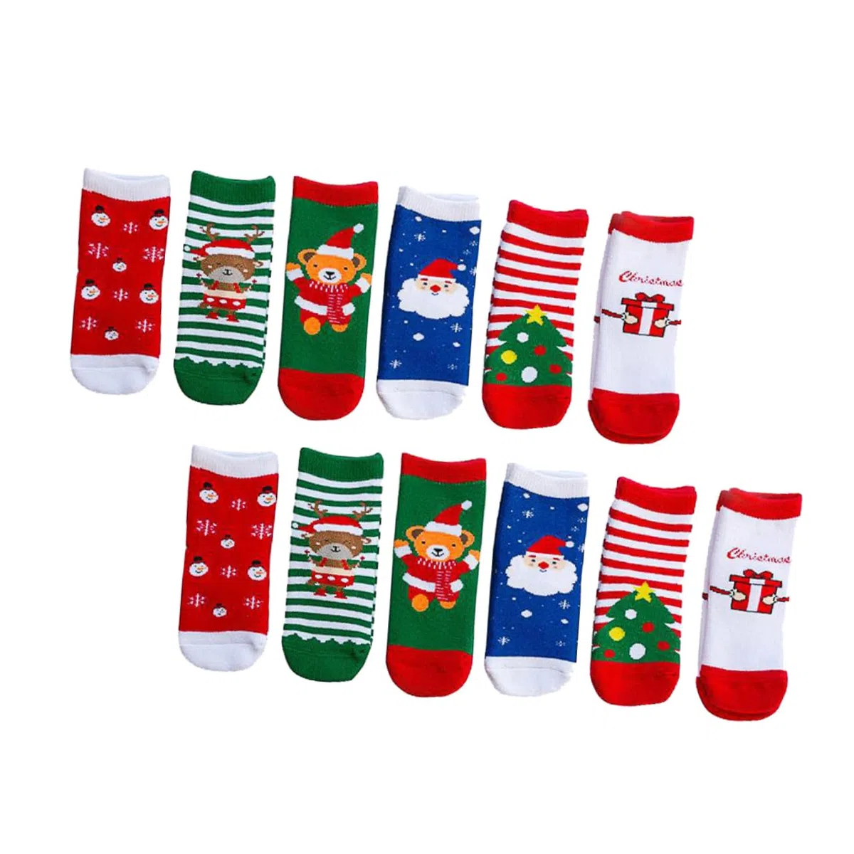 6 Paires Lot de Chaussettes Noël Garçon Fille Motifs Dessins Animés Coton Peigné Chaudes Créatives -Chaussettes Garçon Fille Hiver