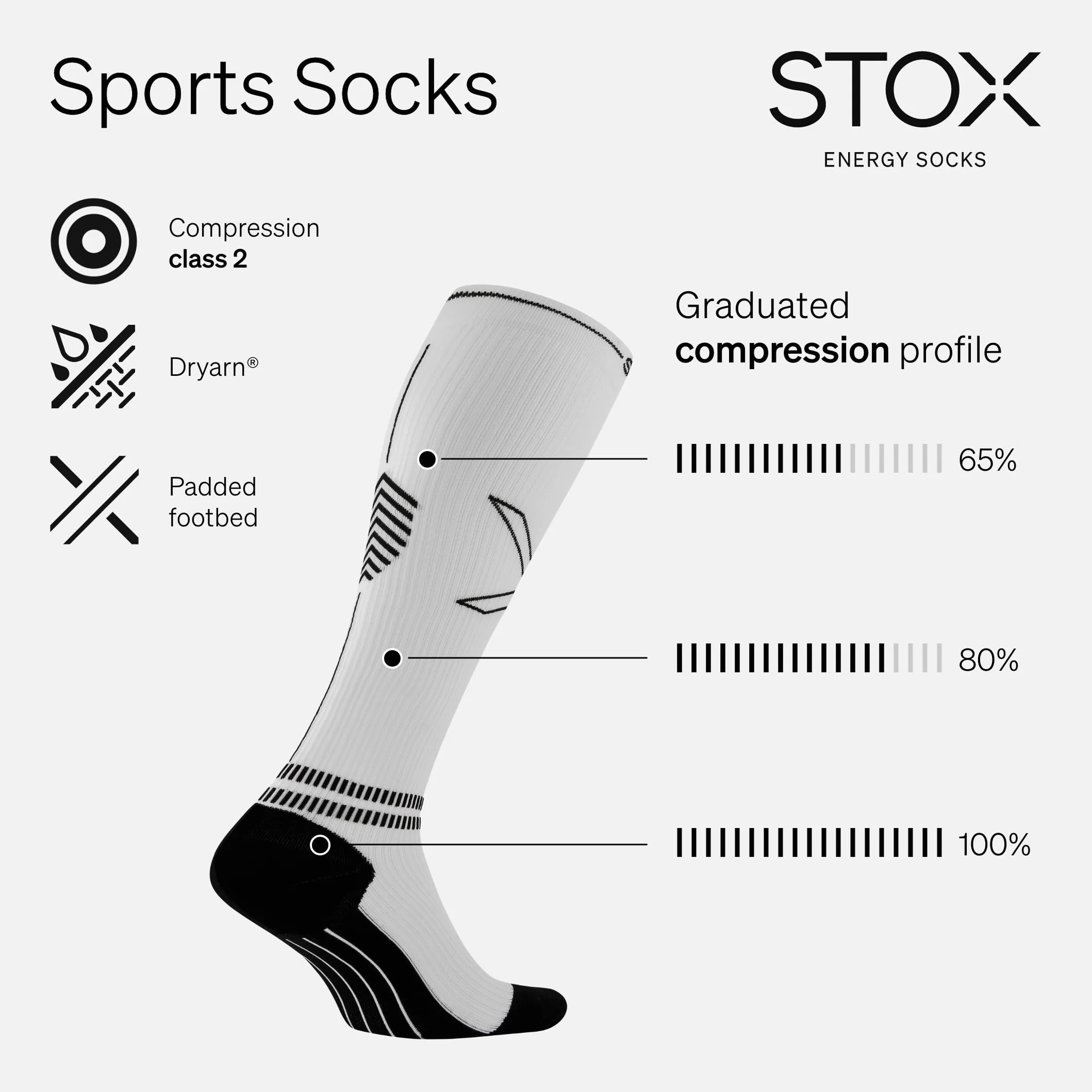 STOX Energy Socks Chaussettes de Contention Sport Femme | Chausette Femmes, Bas de Contention, Chaussettes Entraînement, Compression Socks, Anti Ampoule, Sans Couture