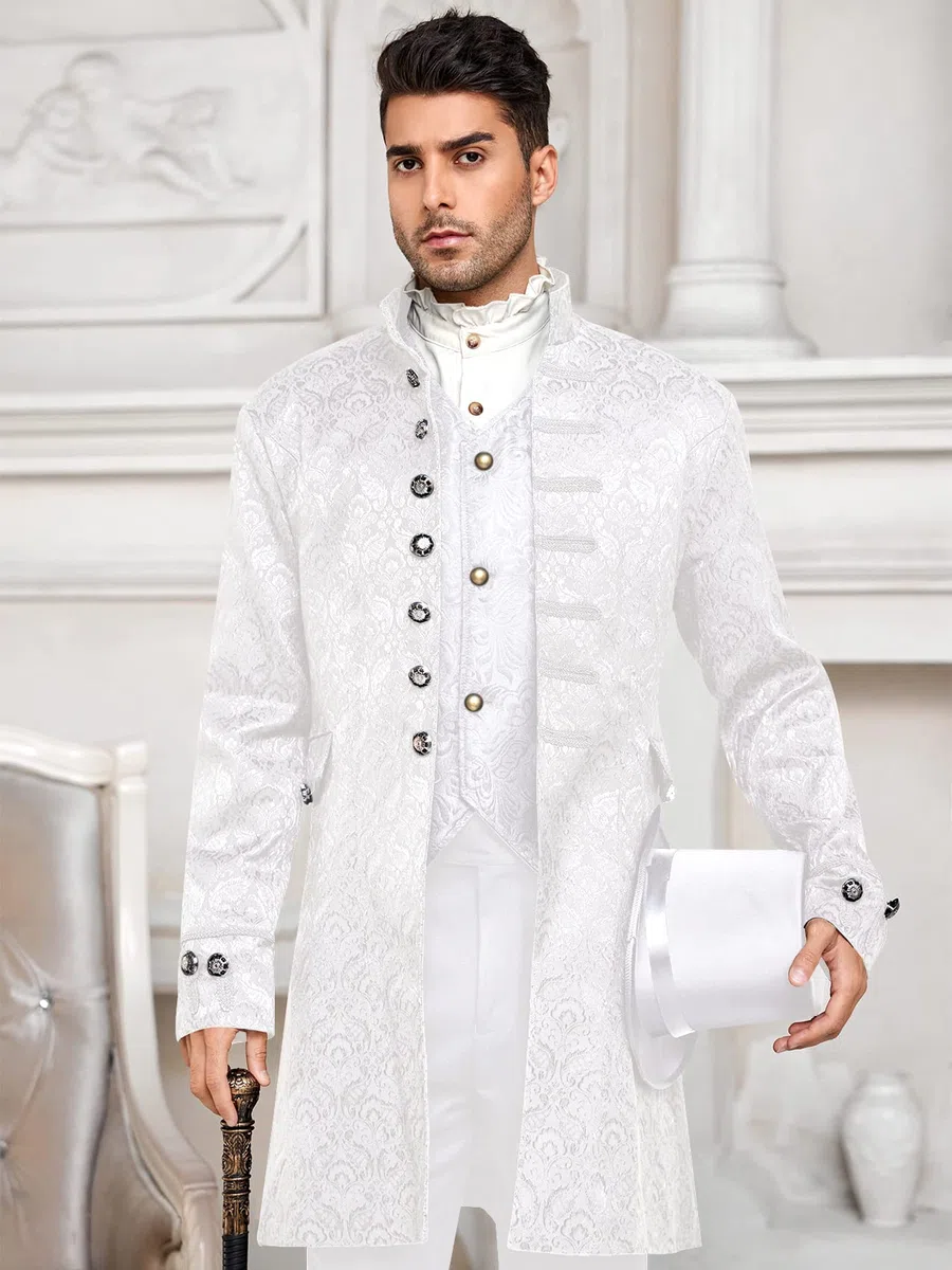 Runcati Manteau de frack steampunk pour homme, style victorien, renaissance, pirate, viking, gothique, jupe de marche, veste médiévale
