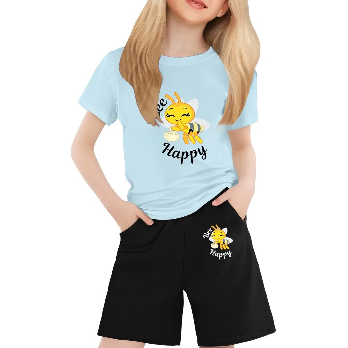 Ensemble Enfant, Deux Pièces Pour Enfants, T-shirt À Manches Courtes Et Col Rond, Imprimé Couleur, Confortable, Série Festival (2 À 13 Ans), Tendance Été 2025