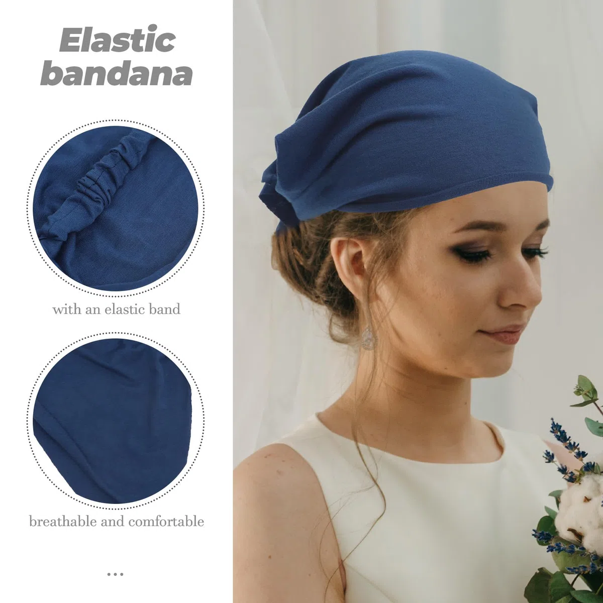 Bandana pour Cheveux Élastique 6 Pièces en Coton Polyester