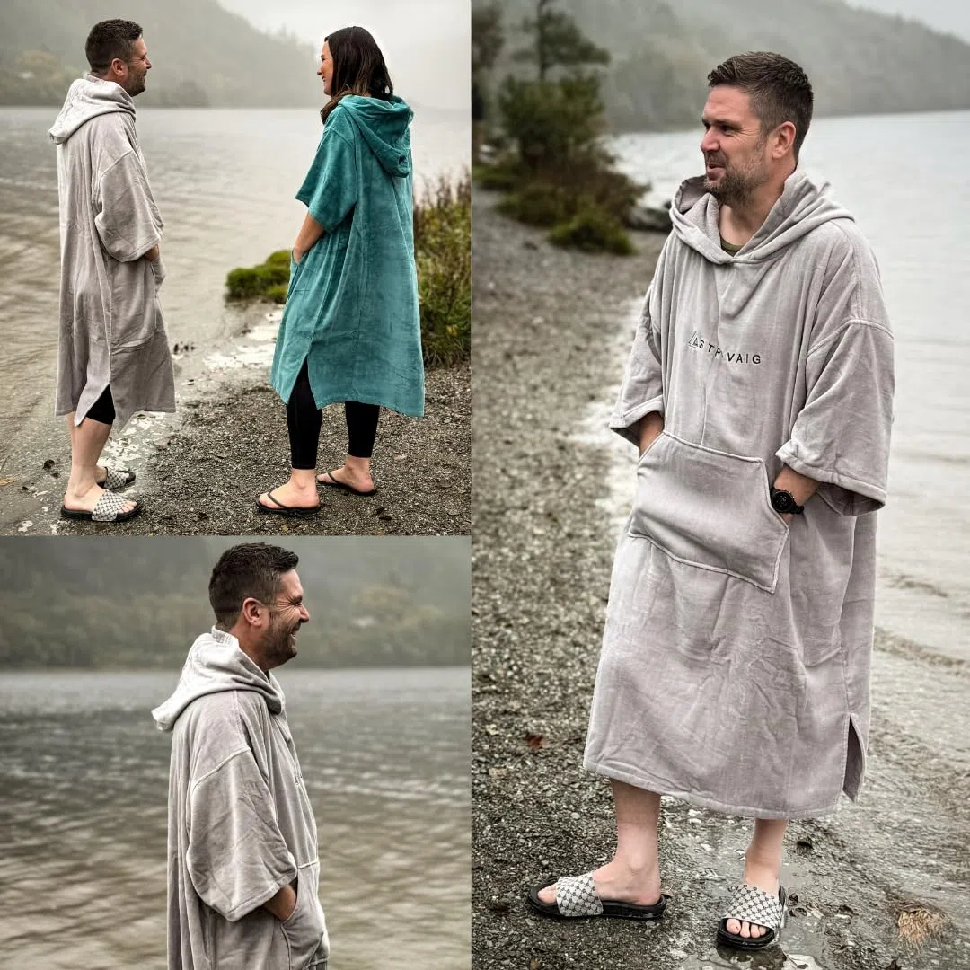 Stravaig Poncho en éponge pour adultes – Peignoir en éponge facile à changer pour la natation, le surf, la natation sauvage, la plage (L-XL)
