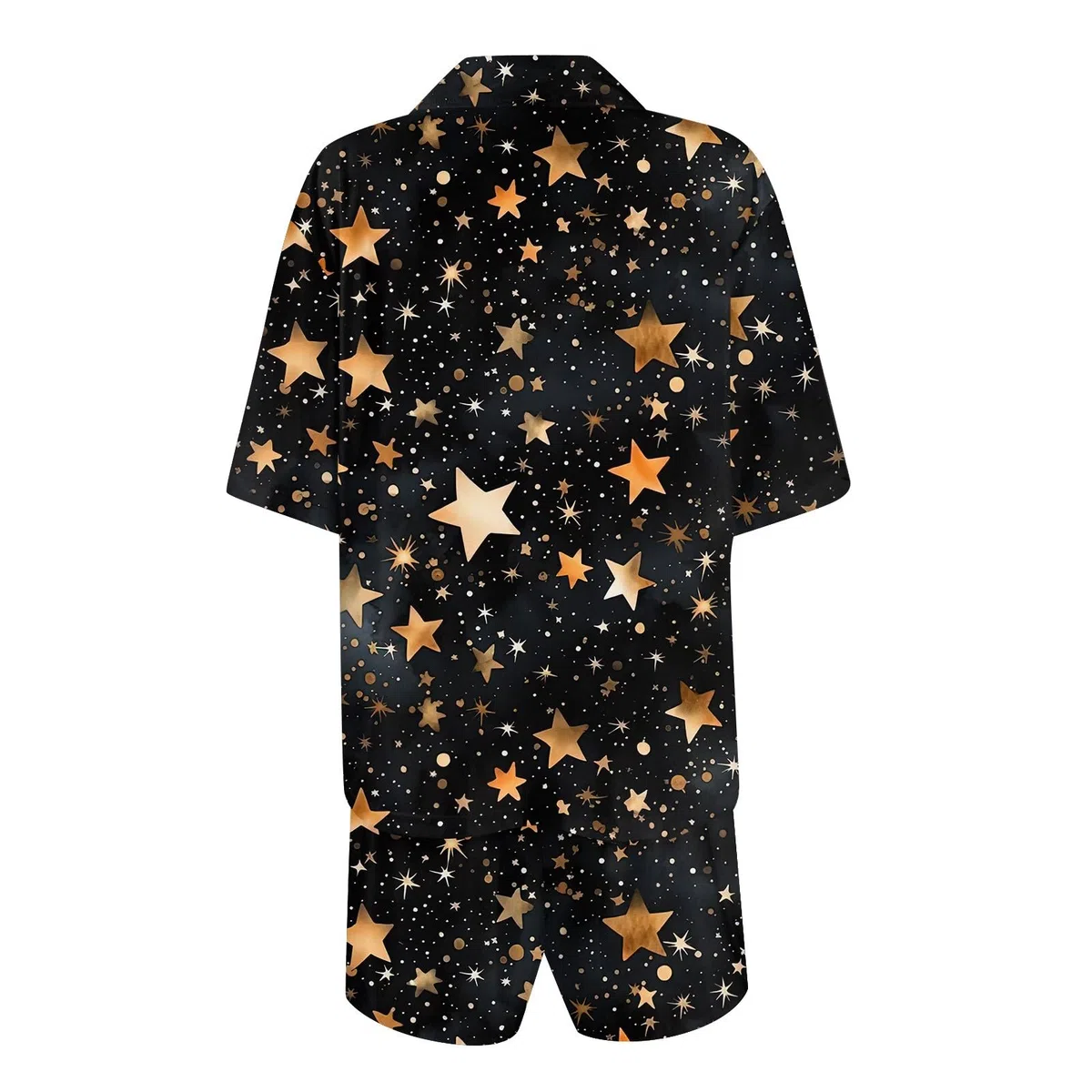 Pyjama Short Femme Doux Deux Pièces en Satin à Manches Courtes avec