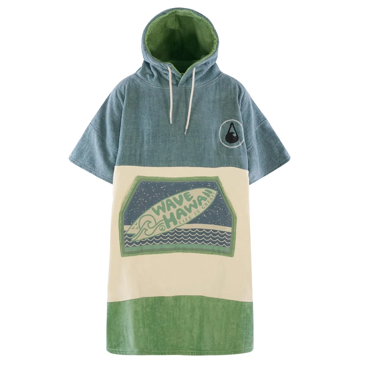 WAVE HAWAII Poncho de bain pour homme et femme - Taille L - 170 à 200 cm - Poncho de surf en coton - Serviette éponge avec haute absorption d'eau - Aide au déménagement pour la plage et les