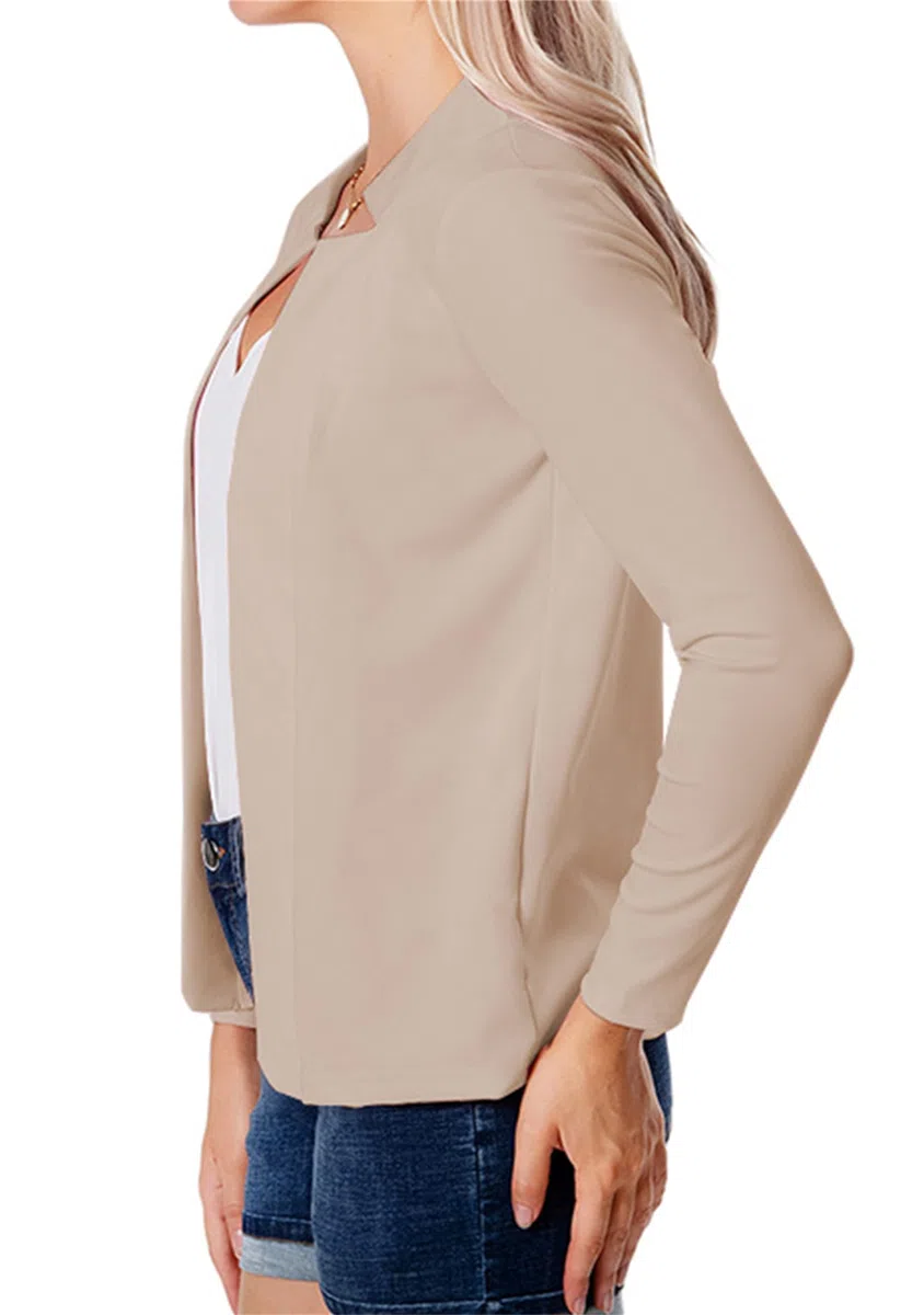 Blazer À Manches Longues Élégant Et Ajusté pour Femmes Blazer Décontracté À Revers Ouvert sur Le Devant Blazer De Bureau d'automne