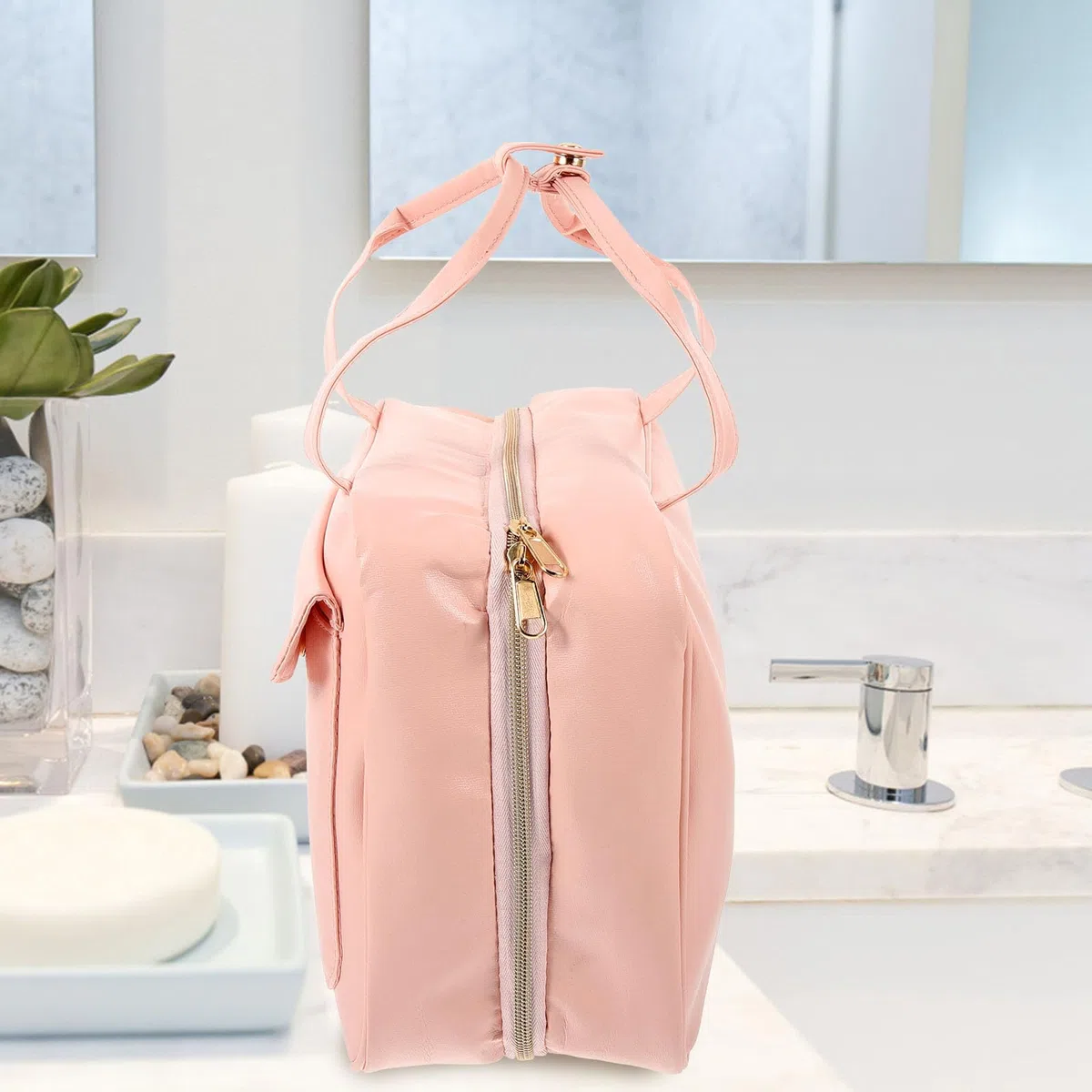 SOLUSTRE Trousse de Toilette Imperméable pour Femmes et Adolescentes, Grosse Capacité Compartiments Multiples, Design Suspendu Portable pour Voyage et Usage Extérieur