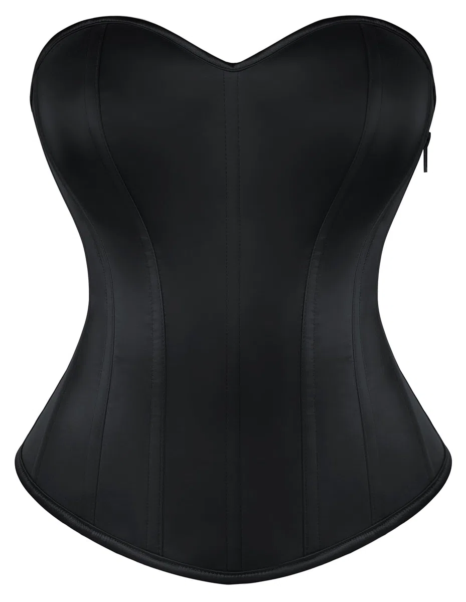 SCARLET DARKNESS Corset Renaissance pour femme avec col en cœur | Tissu satiné lisse, corset sans bretelles, design de taille galbant, style rétro et décontracté