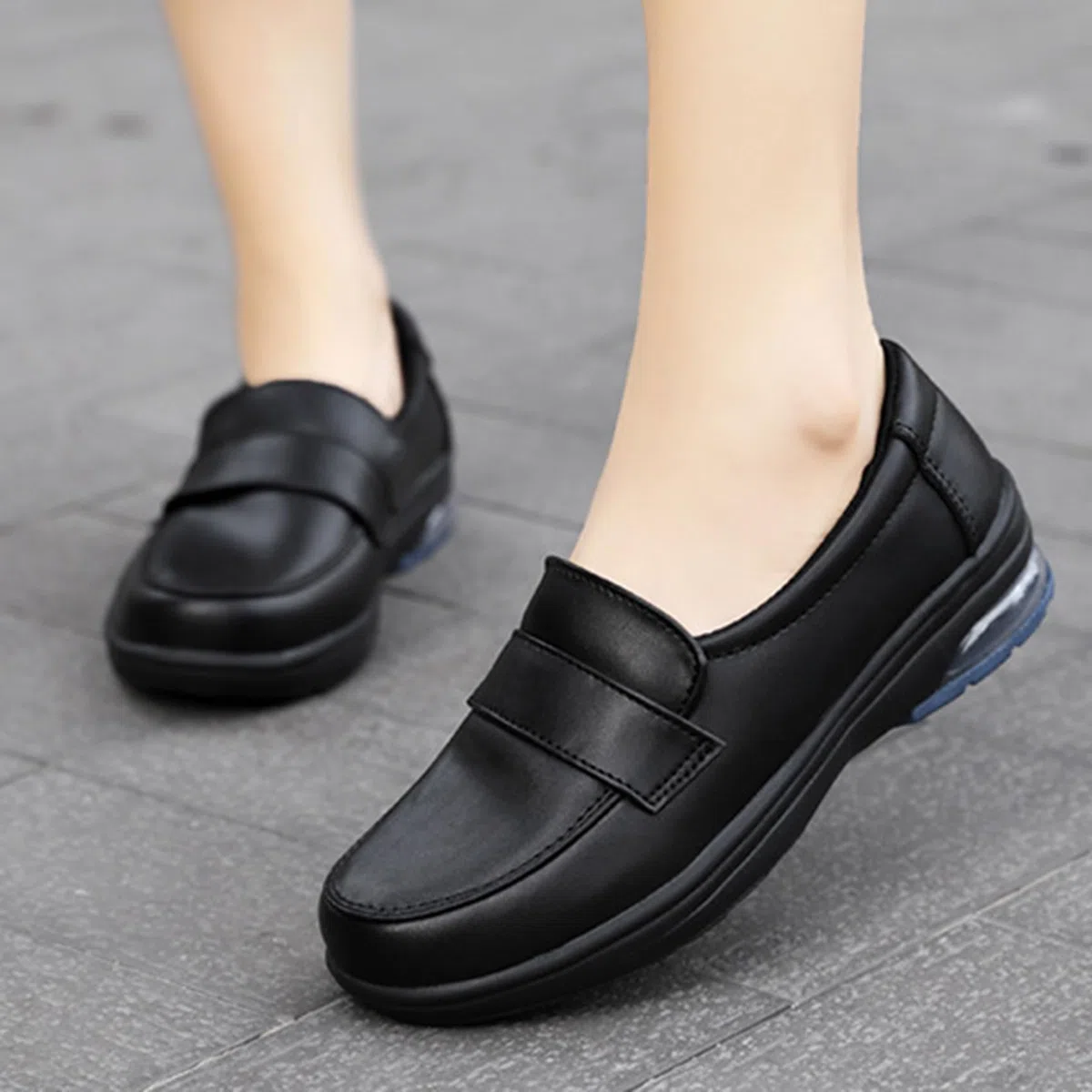 Women's Comfortable Working Nurse Shoes, Plus Size Slip-on Casual, Breathable Leather, Slip Resistant, Waterproof Walking, Orthotic Shoes