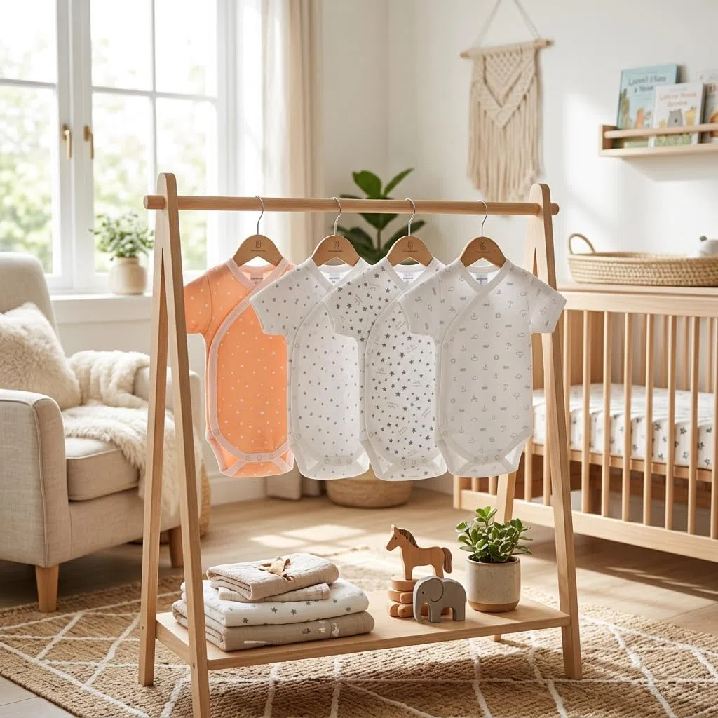 BABIDU | Lot de 4 Bodies Croisés Bébé Manches Courtes – 100% Coton, Doux et Respirant – Trousseau de Naissance Mixte Garçon et Fille, Fabriqué en Europe