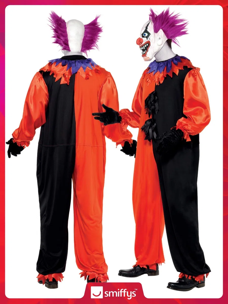 Smiffys Costume Bo Bo le clown effrayant et sinistre de cirque, avec combinaison-pantalon & masque