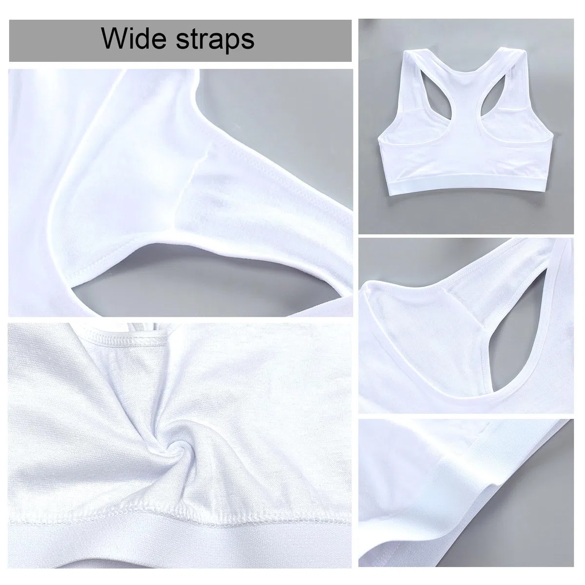 HXZASFG Lot de 3 Soutiens-Gorge pour Filles, Hauts Courts, Soutien-Gorge de Sport en Coton Doux, sous-vêtements pour Enfants, Soutien-Gorge d'entraînement Non rembourré pour Enfants de 8 à 14 Ans