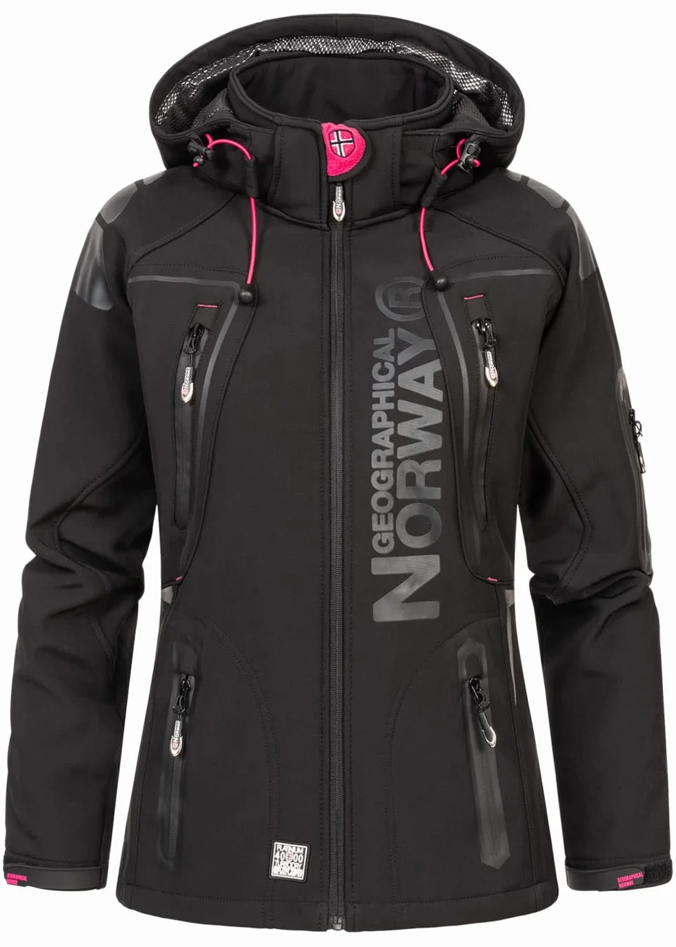 Geographical Norway Tislande Femme - Kapuzen-Softshelljacke Femme Étanche Extérieur - Coupe-Vent Veste - les Activités Randonnée Ski Automne Hiver Printemps