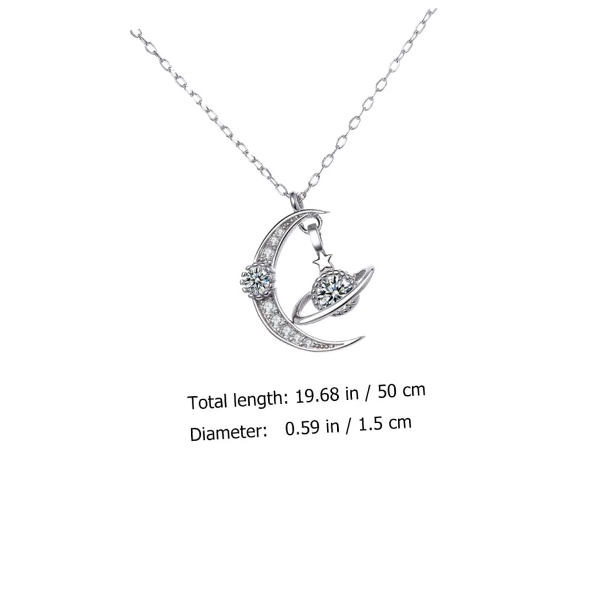 Collier en argent S925 pour femmes, pendentif étoile de souhait, diamant complet, lune, Style chaîne, élégant, 1 pièce