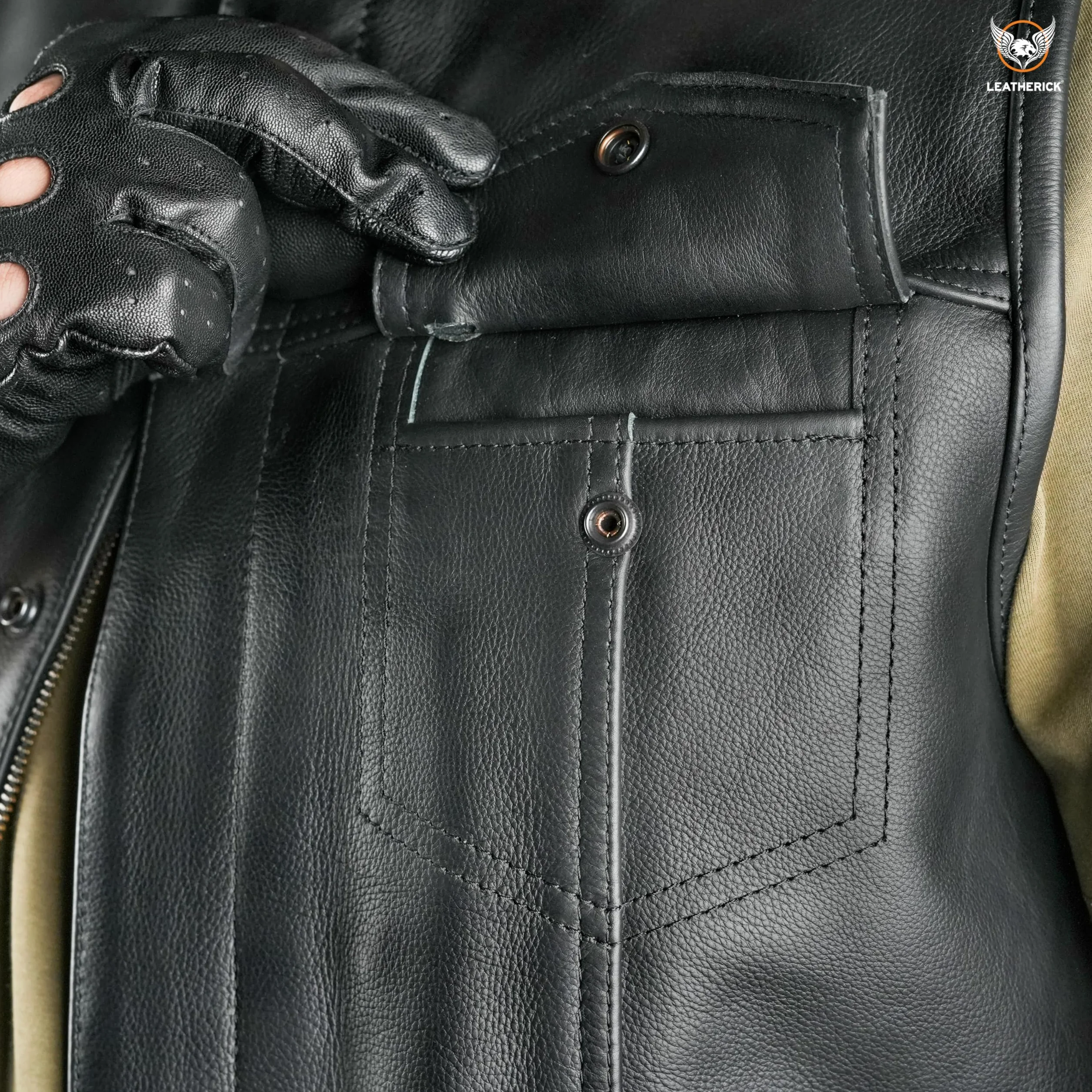 Leatherick Gilet de Moto en Cuir de Vache de qualité supérieure Anarchy pour Homme Noir
