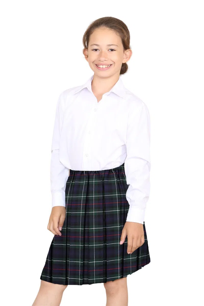 Jupe d'école plissée unie pour fille - Longueur genou - Uniforme scolaire plissée - Taille élastique - Jupe tartan d'été - Tailles 2 à 18 ans
