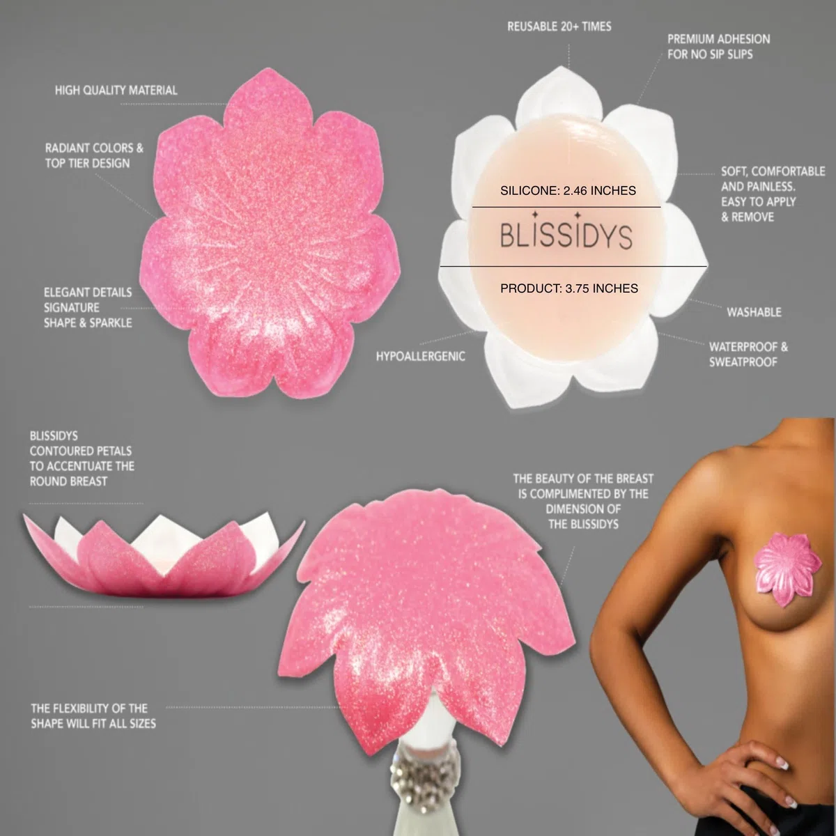 Cache-tétons réutilisables pour femme, cache-tétons adhésifs en silicone