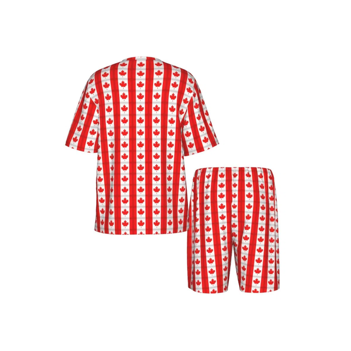 Ensemble de pyjama à manches courtes pour homme imprimé drapeau canadien, vêtements de nuit, ensemble de détente respirant et confortable
