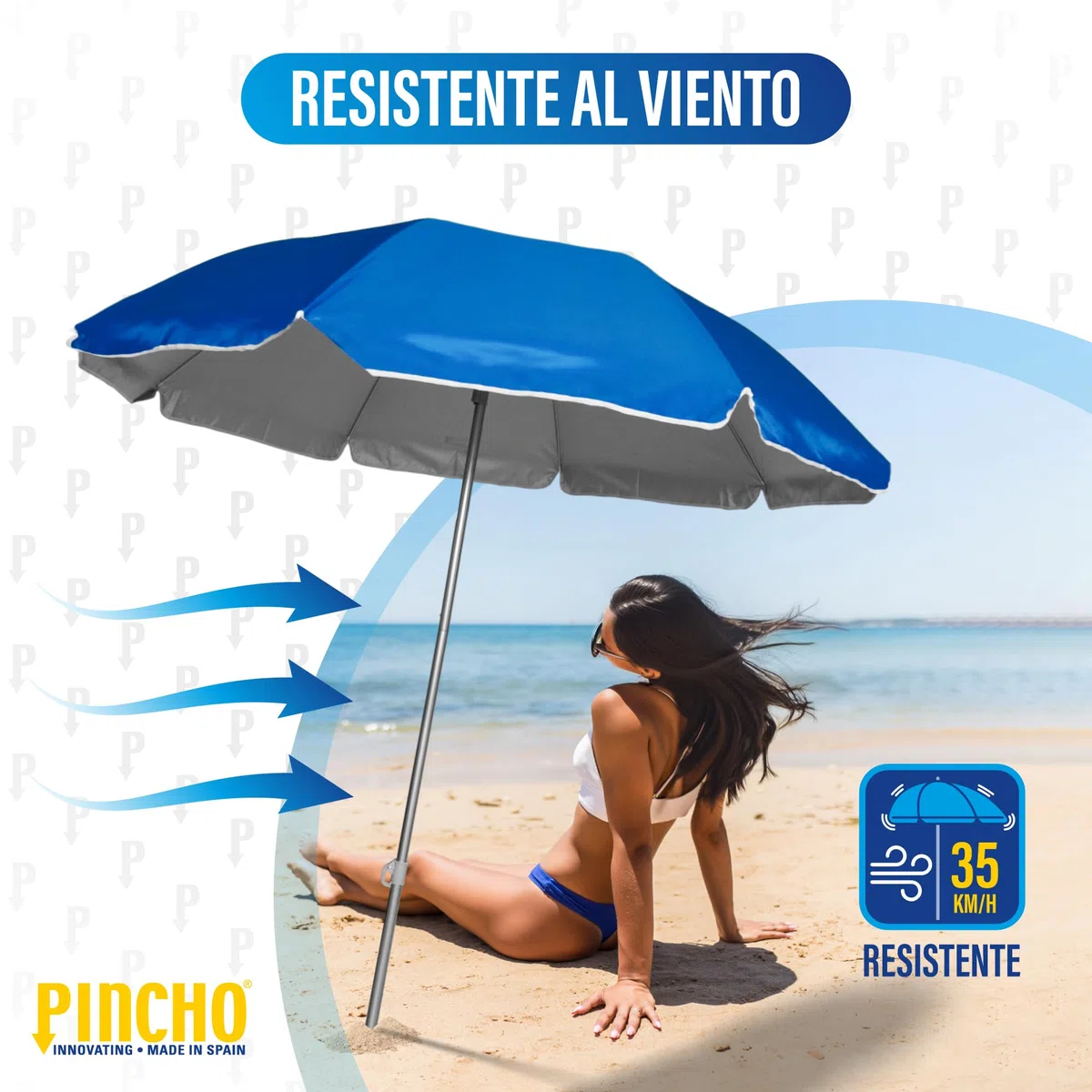 Pincho Parapluie à dos pliable de 180 cm, idéal pour moto et vélo. Protection solaire UPF50+ (bloque 99% des rayons UV), très léger. 1,5 kg, mesure du parapluie à l'intérieur de l'étui 75 cm.