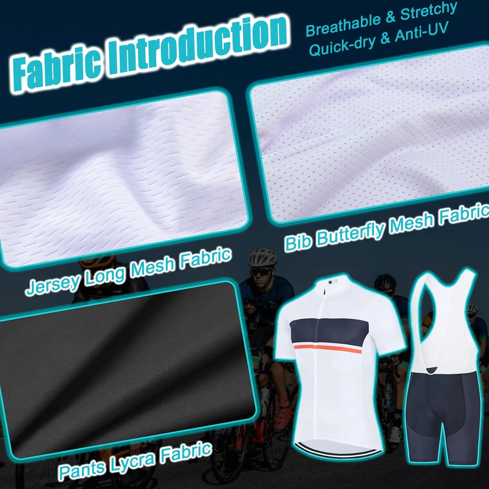 Vêtements Cyclisme Maillot de Velo VTT Homme Été,Tenue Cycliste Manche Courte MTB Jerseys Shirt et Cuissard à Bretelle avec 9D Coussin Gel,Ensemble Combinaisons de Cycling Respirant Séchage Rapide