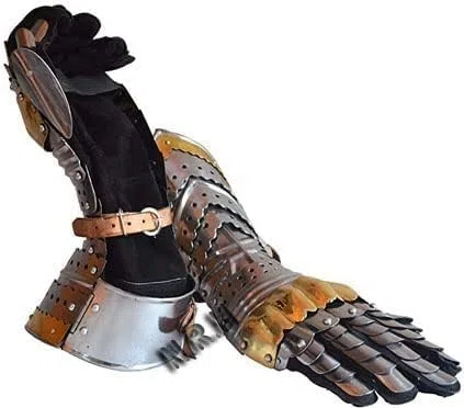 Gantelets de Style Chevalier en métal Gants d'armure de gobelet entièrement Fonctionnels