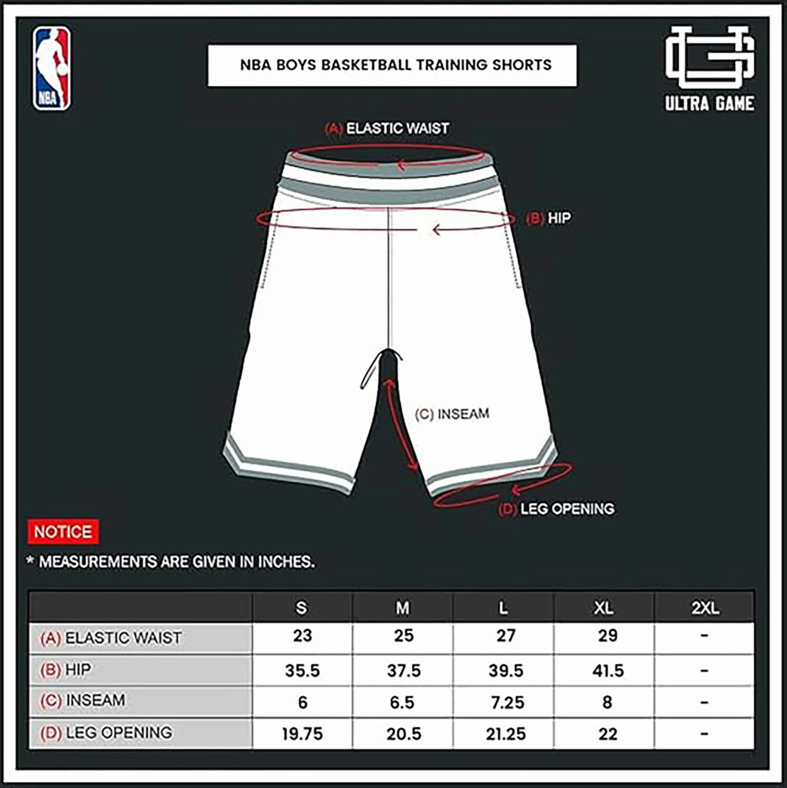 Ultra Game Short d'entraînement officiel de la NBA Active Knit Slam pour jeunes