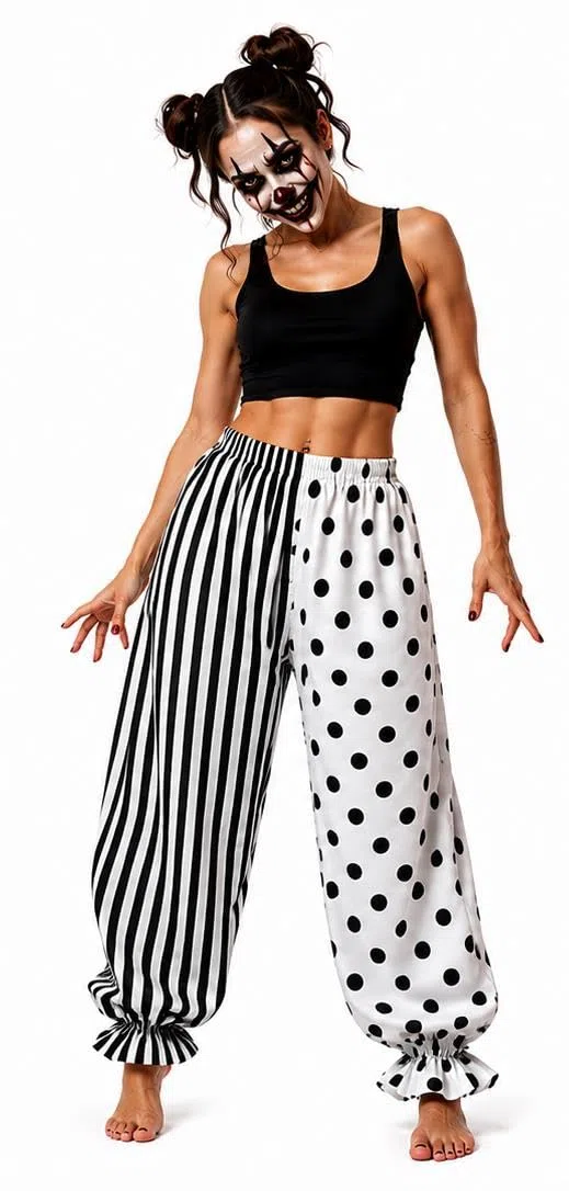 The Dragons Den Adults Full Length Clown Bloomers Halloween Horror Circus Fancy Dress [2 Sizes, 2 Colours]