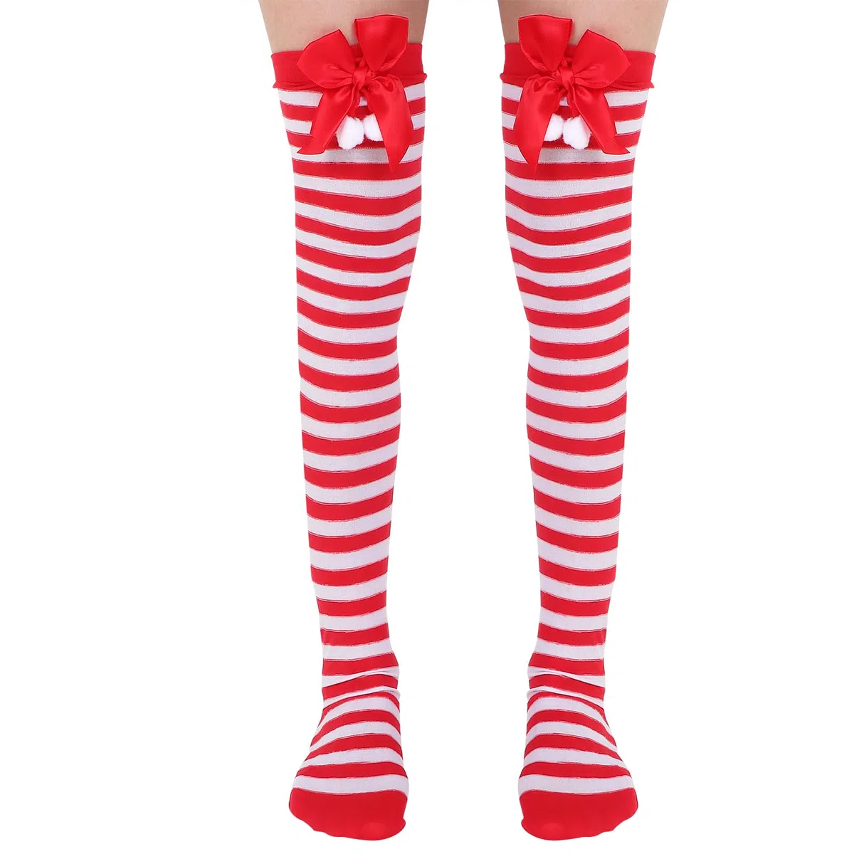 Chaussettes Hautes Rouges pour Fête Costumée et Photographie de Festival Bas en Polyester Confortables et Faciles à Enfiler pour Filles
