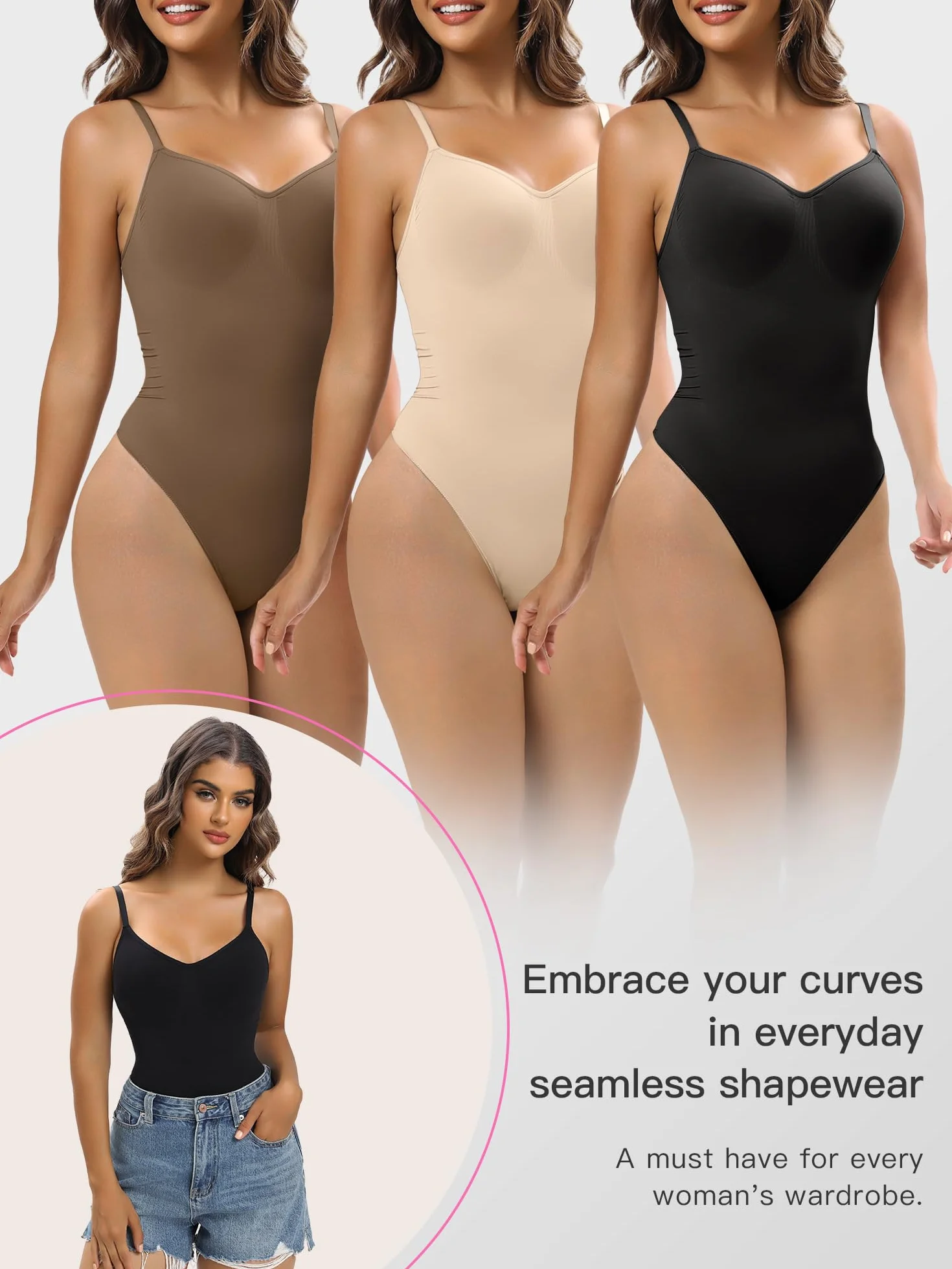 YIANNA Body gainant pour femme - Effet ventre plat - Sans couture - Gaine de la taille - String ou culotte
