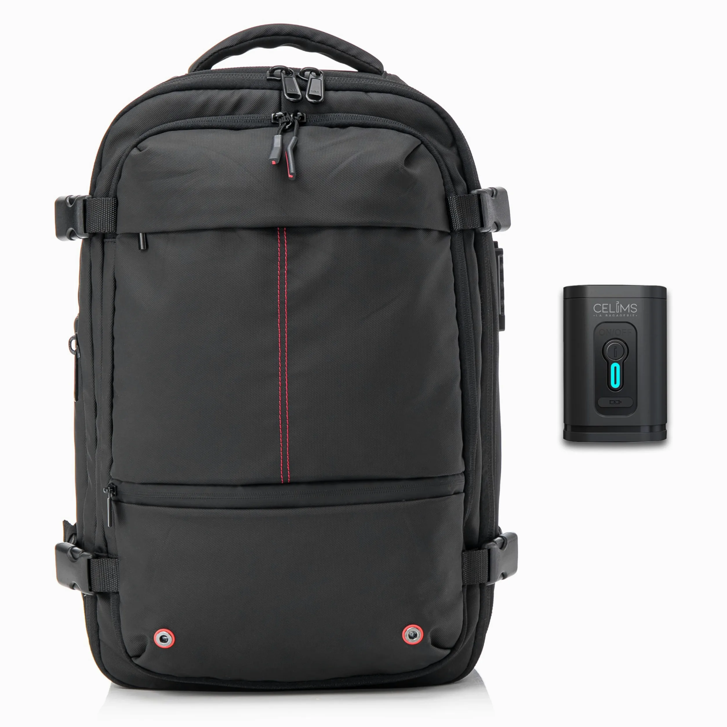 CELIMS - Sac à Dos de Voyage Sous Vide avec Pompe | Format Valise Cabine 55x35x25 & 55x40x20 | Sac Voyage Ordinateur Portable 17 Pouces | Serrure TSA | Extensible | Imperméable | Noir