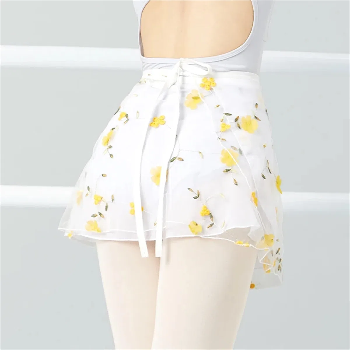 Jupes de danse ballet for femmes, jupes courtes brodées fleurs, jupe à lacets, performance for grandes filles adultes Pour Femmes