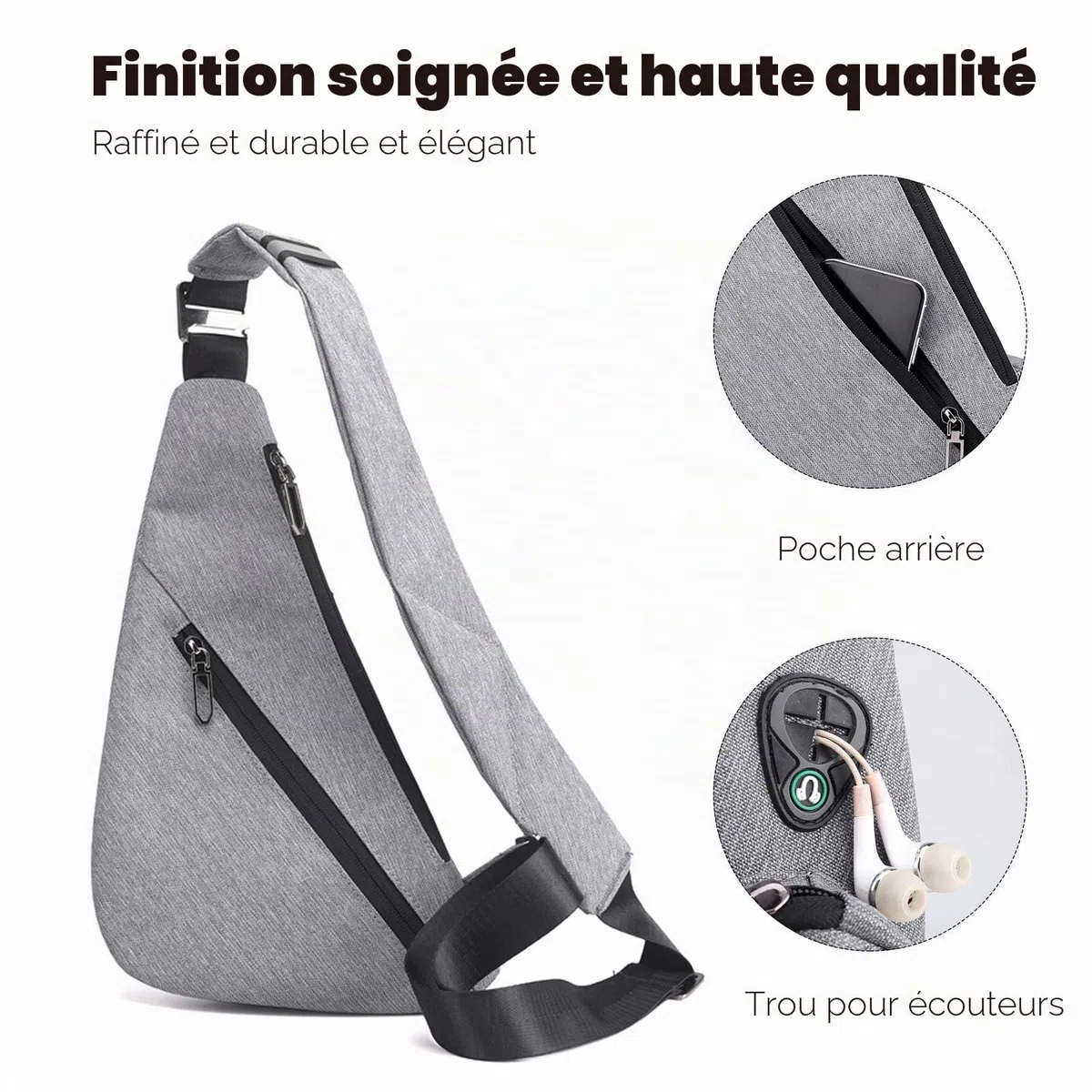FANDARE Ultra-léger Sac de Poitrine Homme Sacoche Bandouliere Léger Sling Bag Garçon Sac d'Epaule pour Voyage Sport Randonnée Vélo Camping Excursion Sac Poitrine Bleu