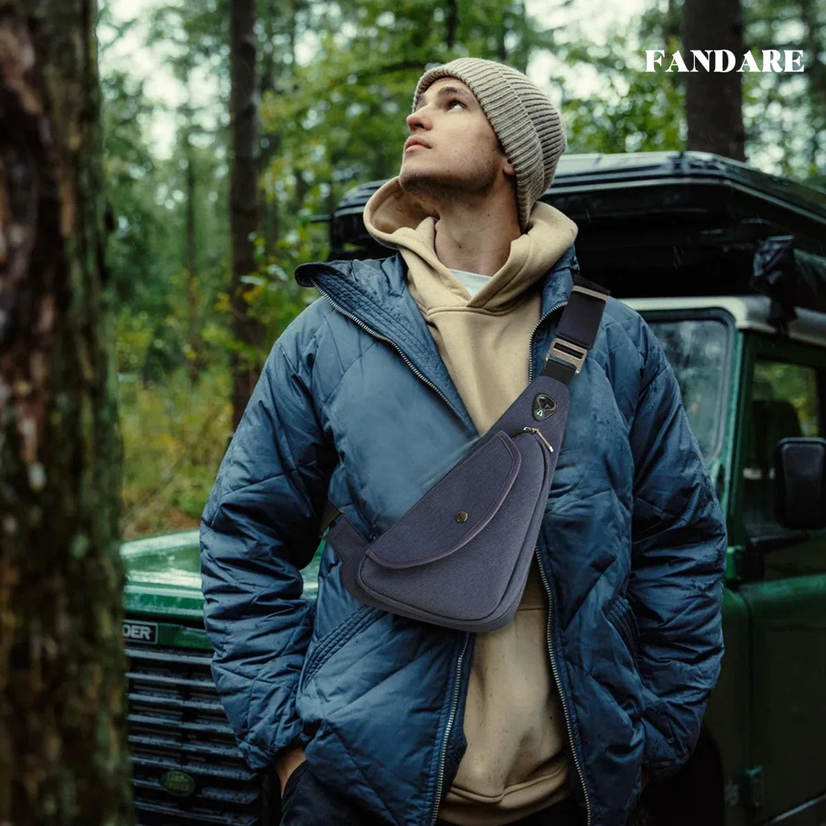 FANDARE Ultra-léger Sac de Poitrine Homme Sacoche Bandouliere Léger Sling Bag Garçon Sac d'Epaule pour Voyage Sport Randonnée Vélo Camping Excursion Sac Poitrine Bleu