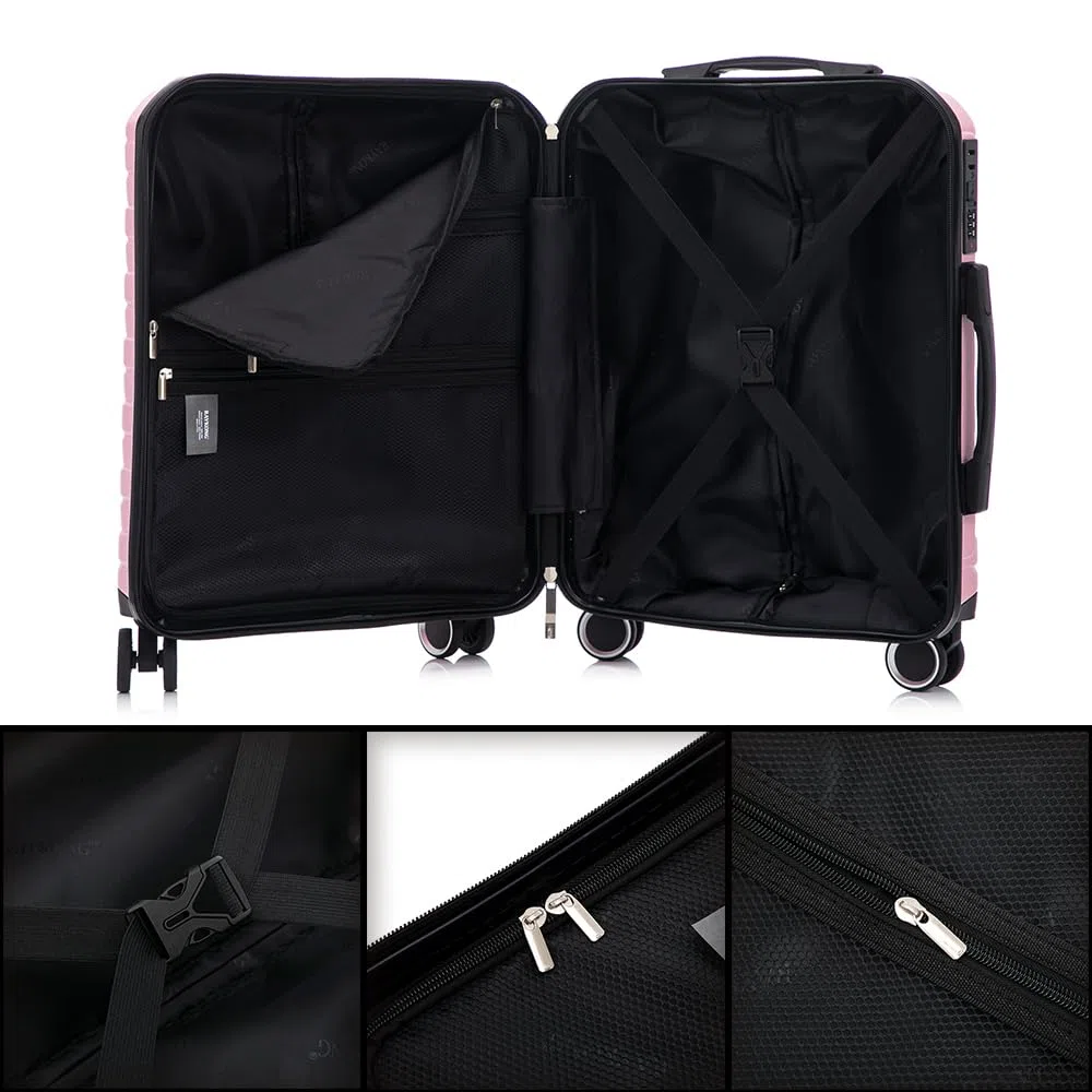 RAYKONG Valise Cabine 55x40x20cm (40L) Polycarbonate - Serrure integrée - 20 Pouces - (RK12|Rose)