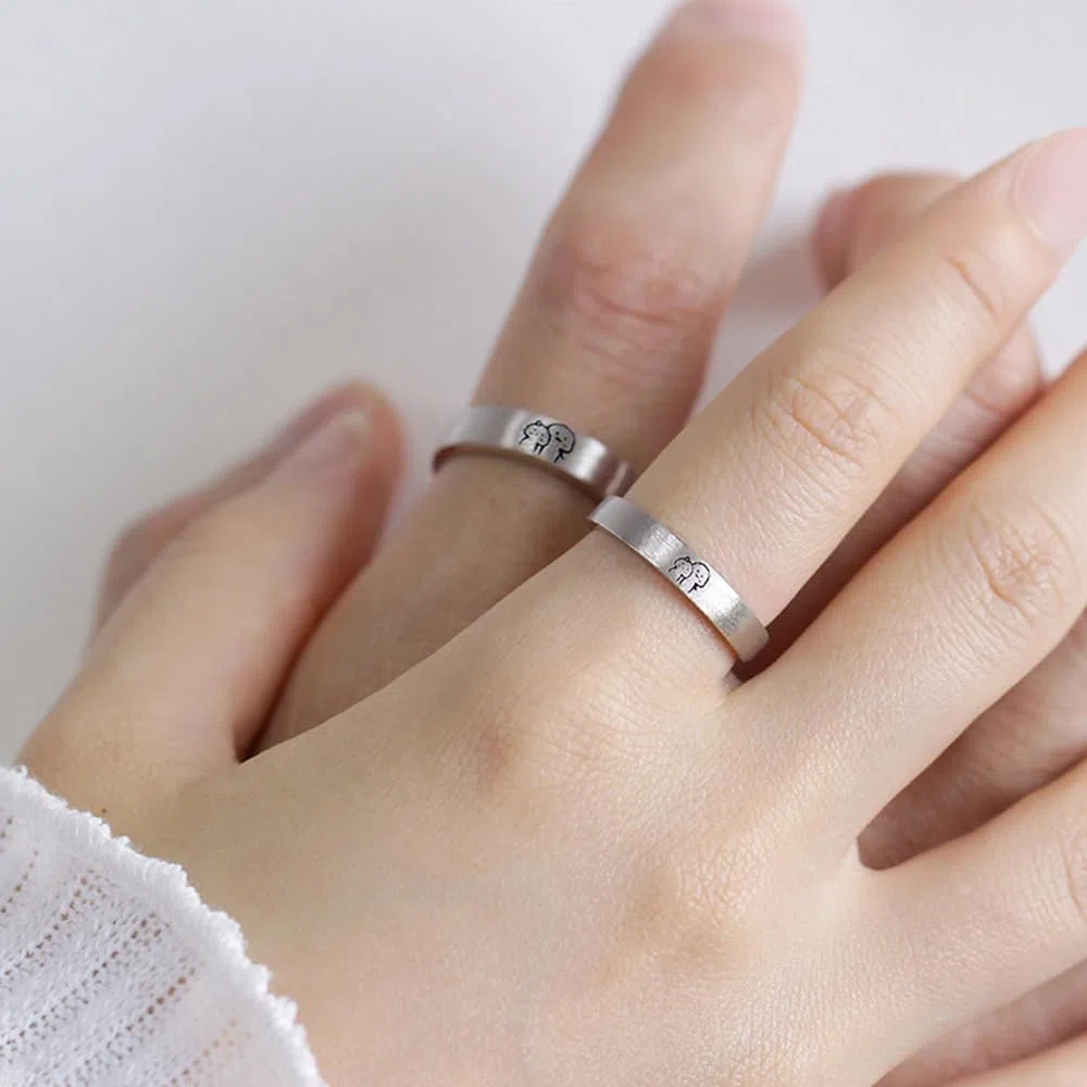 Bagues De Couple En Argent Sterling Avec Joli Chat Pour Elle Et Lui Réglables Pour Anniversaire Mariage Fiançailles Amour Sans Fin Ensemble De Bagues Assorties Bijoux Cadeaux Pour Femmes Et Hommes