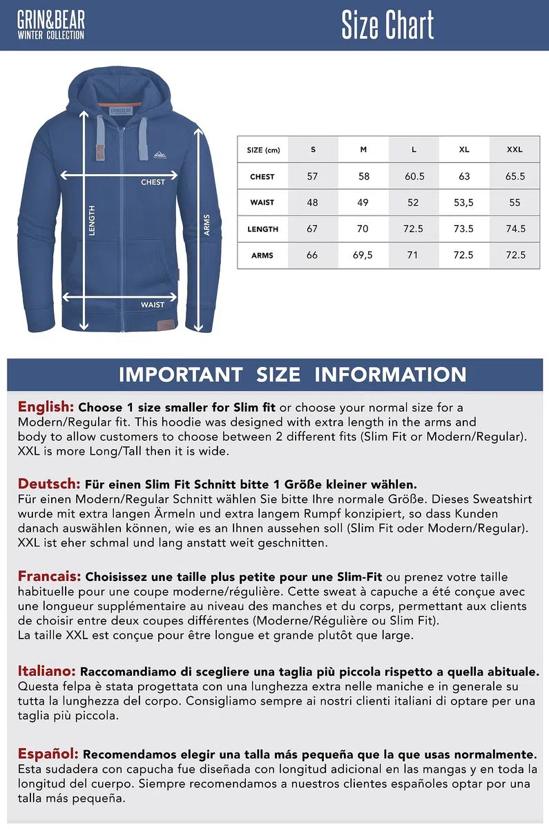 Grin&Bear GEC022 Sweat à capuche, lourd, pour homme