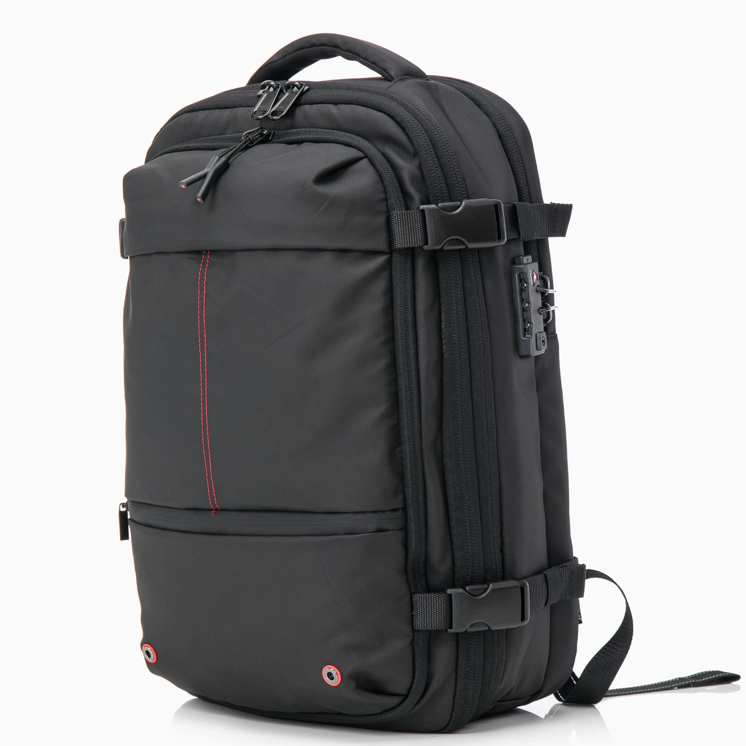 CELIMS - Sac à Dos de Voyage Sous Vide avec Pompe | Format Valise Cabine 55x35x25 & 55x40x20 | Sac Voyage Ordinateur Portable 17 Pouces | Serrure TSA | Extensible | Imperméable | Noir