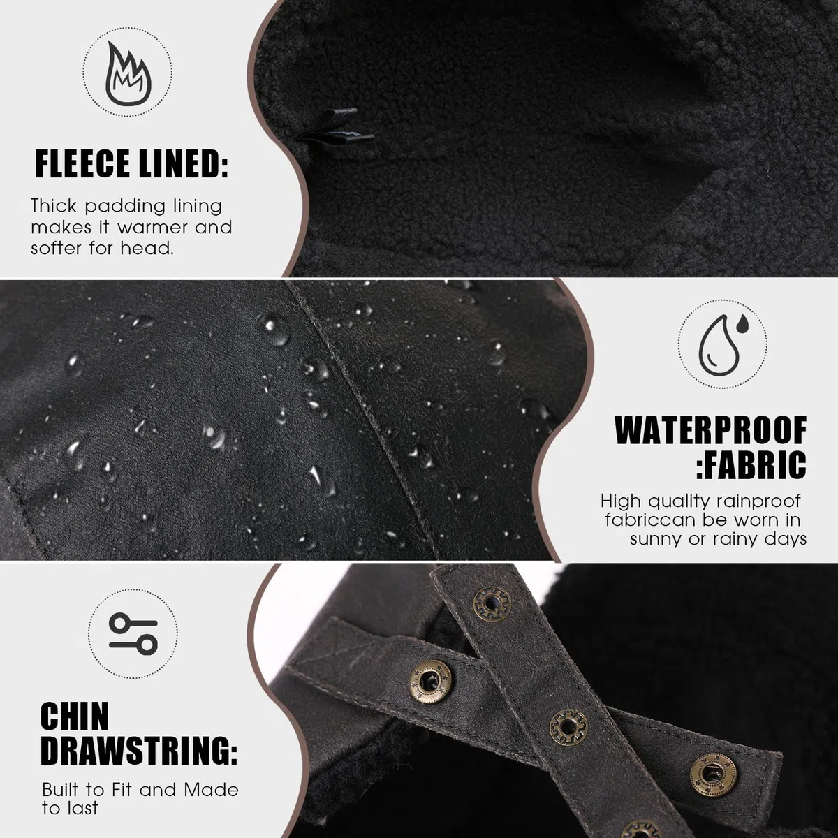 TOP-EX Chapeau de pilote en similicuir imperméable XXL XXXL pour homme