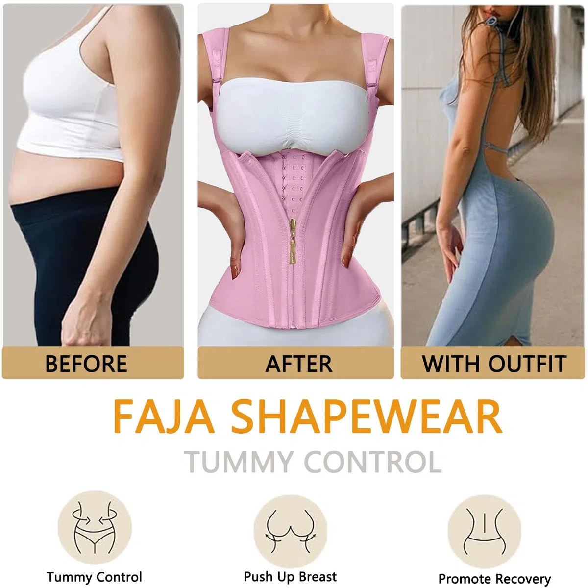 Ahigh Corset Bustier Femme Gaine Amincissante Ventre Plat, Ceinture Abdominale Minceur Waist Trainer Body Sculptant Latex Sport